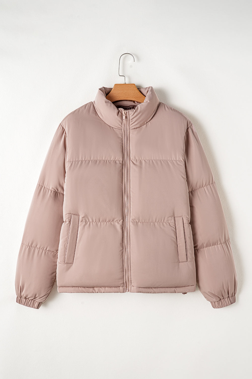 Veste matelassée matelassée à fermeture éclair rose abricot