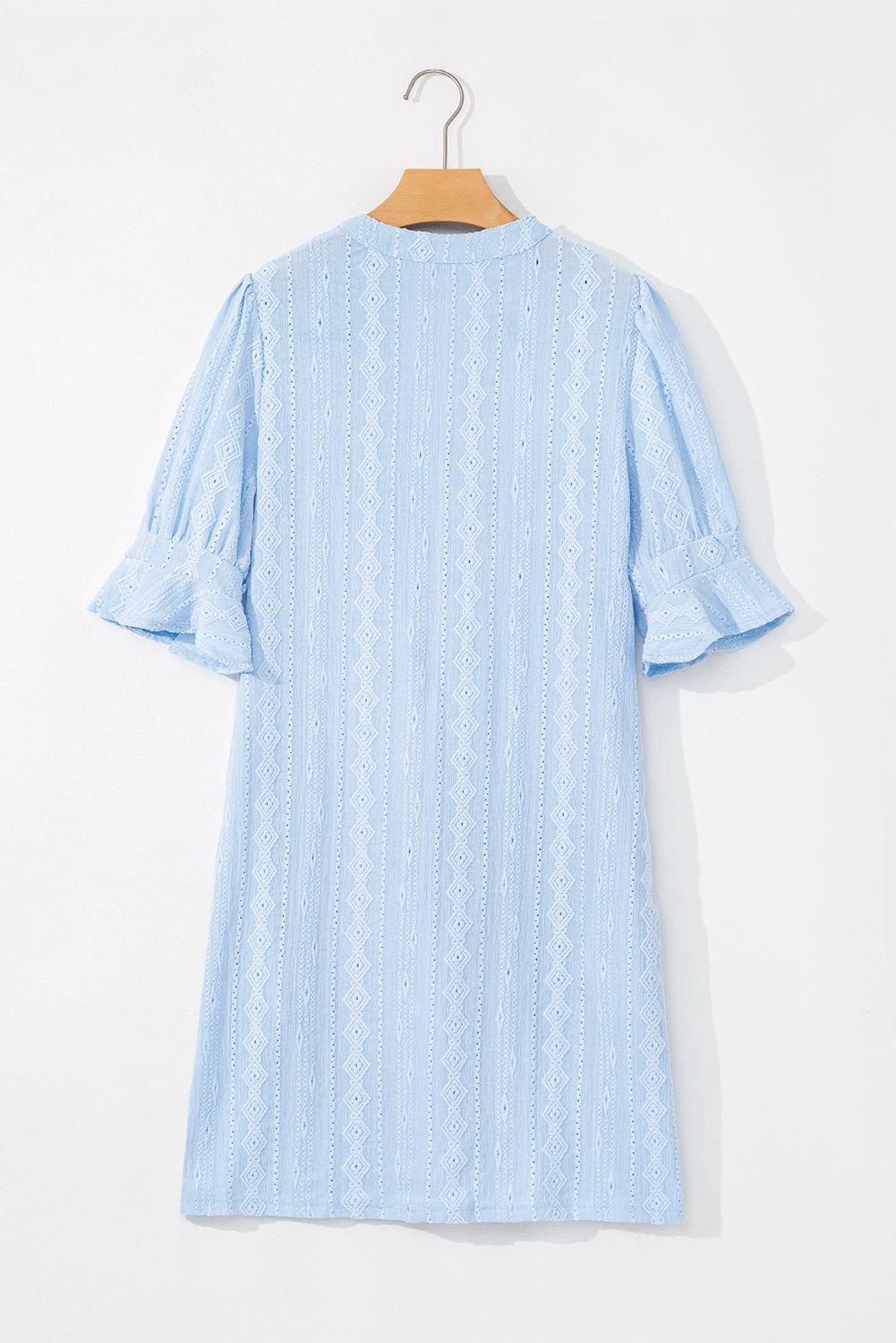 Beau Mini robe bleue à œillets en jacquard fendu