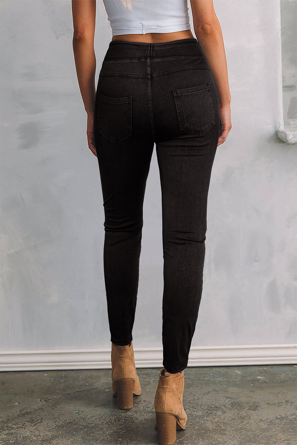 Ashleigh Casual Blue Back Pocket Leggings en denim extensible