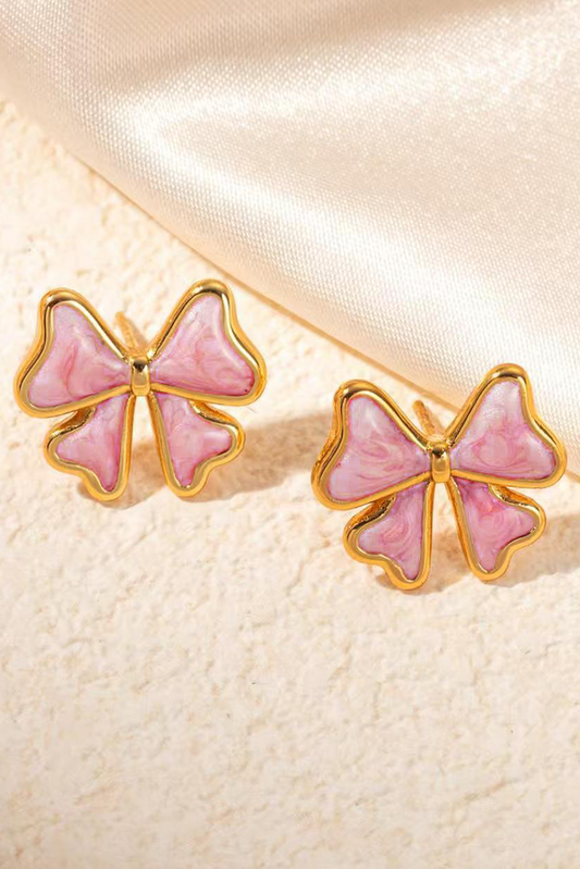 Light Pink Cute Bowknot Stud Earrings