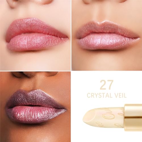 Oulac Sheer White Lipstick for Women, High Impact Lipcolor with Moisturizing Creamy Formula, Vegan Beauty Sheer Shimmer Lipstick, Crystal Veil(27)