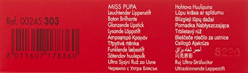 Pupa Milano Miss PUPA Lipstick - Creamy, Ultra Pigmented Color For Lips - Nourishing Formula - Crystal-Effect Lipstick - Ultimate Boost Of Volume And Hydration - No.505/Trues Scarlet - 0.071 Oz.