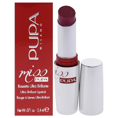 Pupa Milano Miss PUPA Lipstick - Creamy, Ultra Pigmented Color For Lips - Nourishing Formula - Crystal-Effect Lipstick - Ultimate Boost Of Volume And Hydration - No.505/Trues Scarlet - 0.071 Oz.