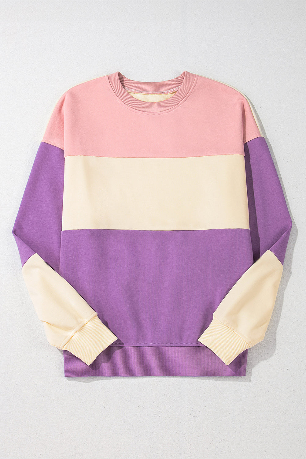 Meadow Mauve Colorblock Drop Shoulder Sweatshirt