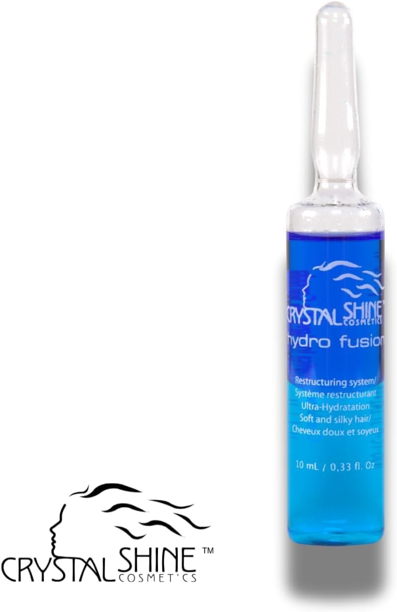 Crystal Shine Cosmetics - Hydro Fusion Hair Oil Treatment Ampules IUltra Hydration & Quick Dry Formula Heat-Activated for Soft, Silky, and Shiny Hair Powered by "Natural Mineral Complex" for Deep Moisture Strengthens with Protein-Infused Formula Easy Appl