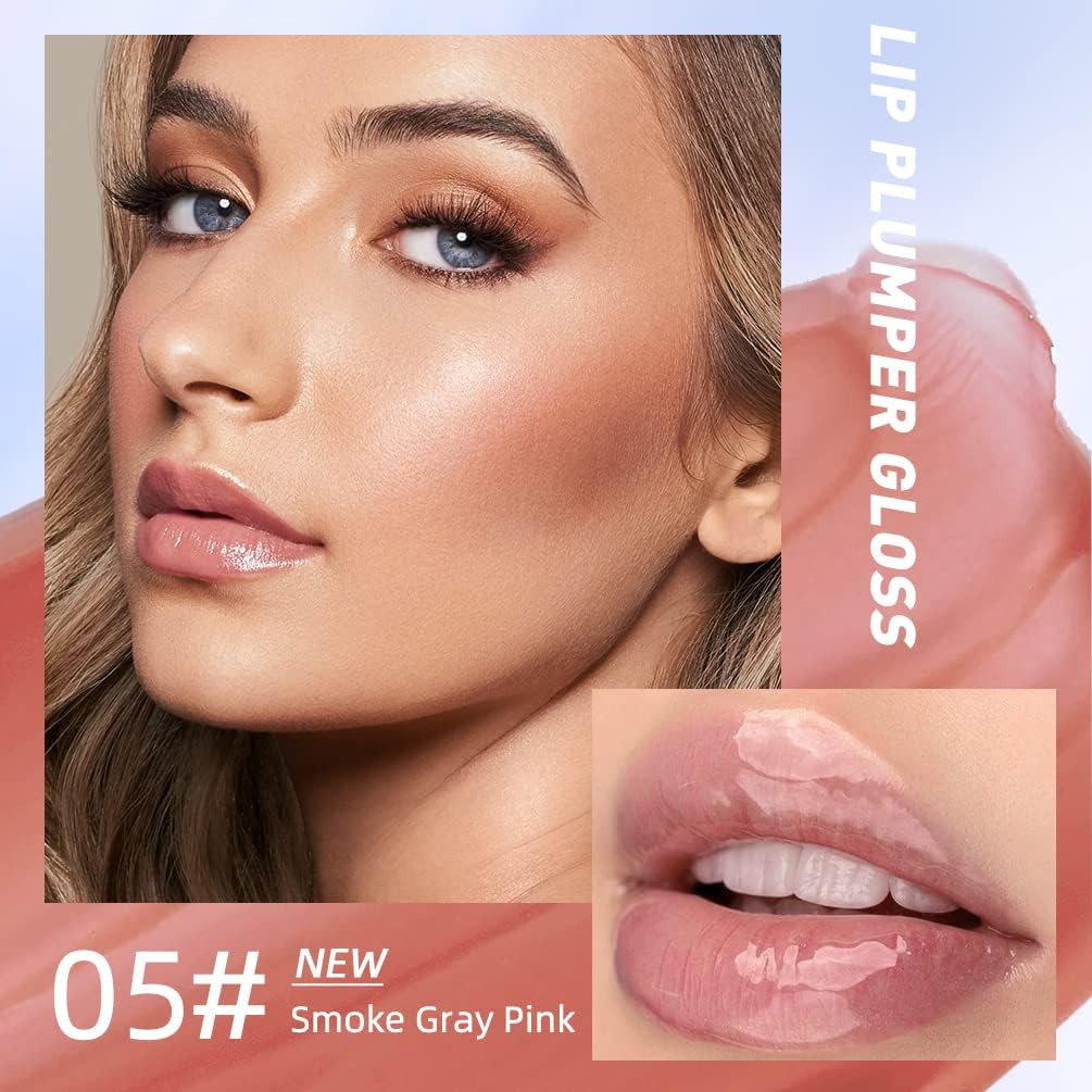 Lip Plumping Oil, Hydrating Clear Lip Gloss Tinted Lip Balm Lip Care Transparent Lip Balm, Lip Oil Non-sticky Glitter Shine Primer Lip Tint Long Lasting Nourishing (#06 Crystal)