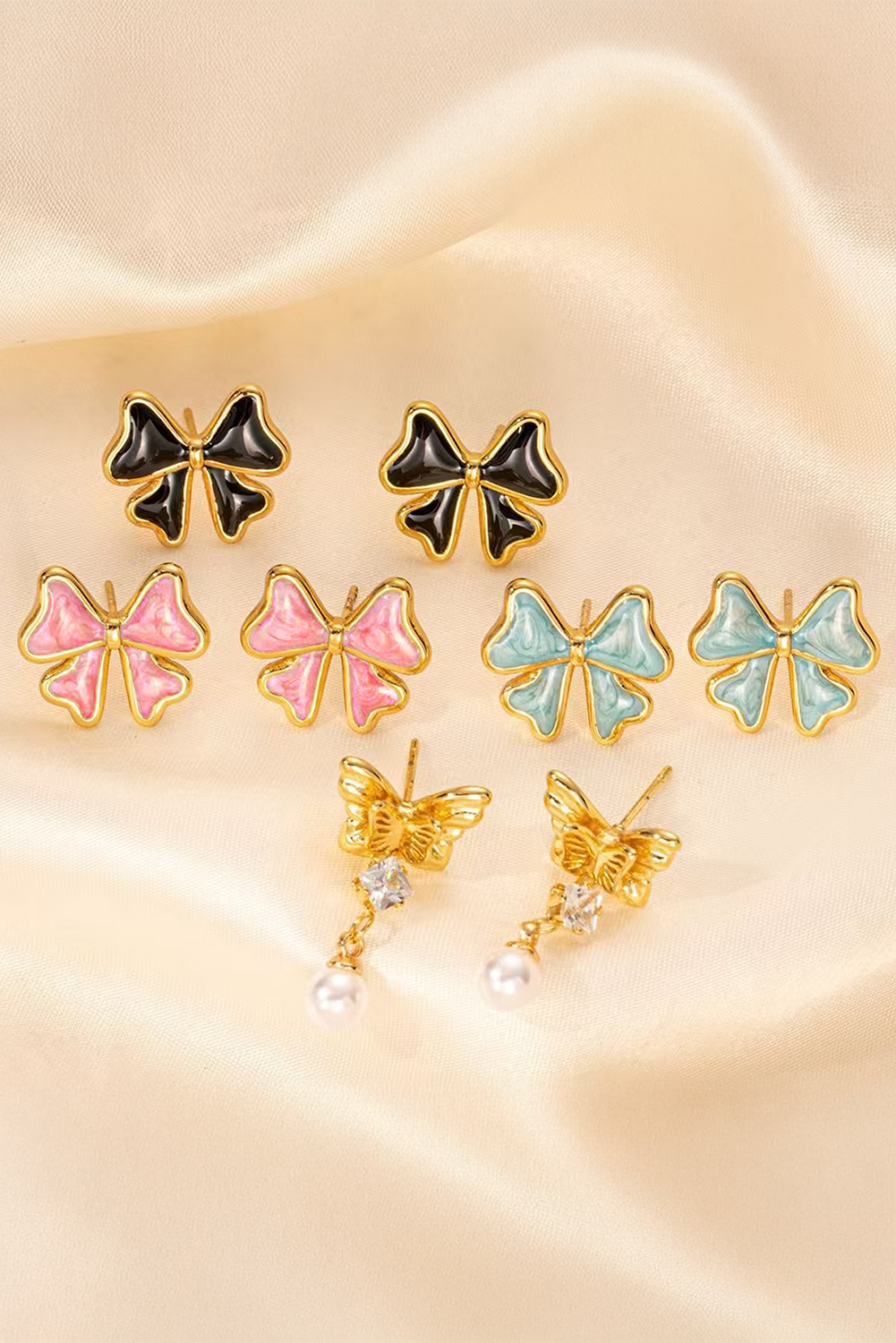 Light Pink Cute Bowknot Stud Earrings