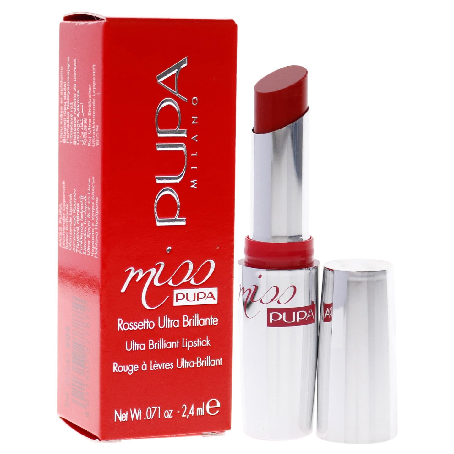 Pupa Milano Miss PUPA Lipstick - Creamy, Ultra Pigmented Color For Lips - Nourishing Formula - Crystal-Effect Lipstick - Ultimate Boost Of Volume And Hydration - No.505/Trues Scarlet - 0.071 Oz.