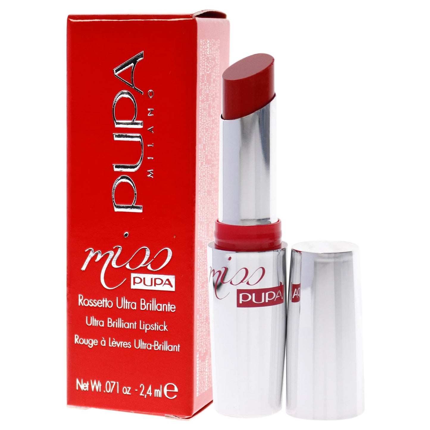 Pupa Milano Miss PUPA Lipstick - Creamy, Ultra Pigmented Color For Lips - Nourishing Formula - Crystal-Effect Lipstick - Ultimate Boost Of Volume And Hydration - No.505/Trues Scarlet - 0.071 Oz.