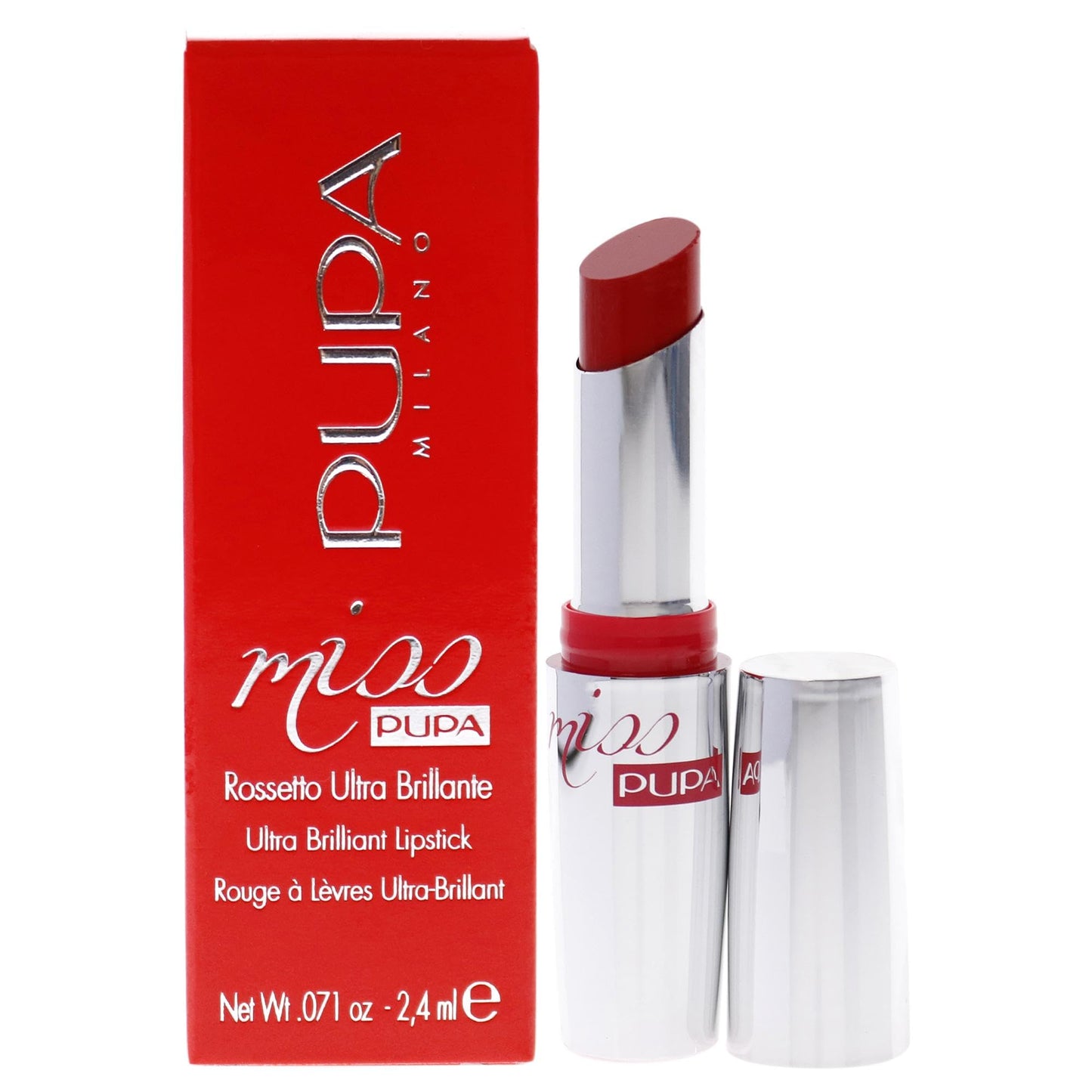 Pupa Milano Miss PUPA Lipstick - Creamy, Ultra Pigmented Color For Lips - Nourishing Formula - Crystal-Effect Lipstick - Ultimate Boost Of Volume And Hydration - No.505/Trues Scarlet - 0.071 Oz.