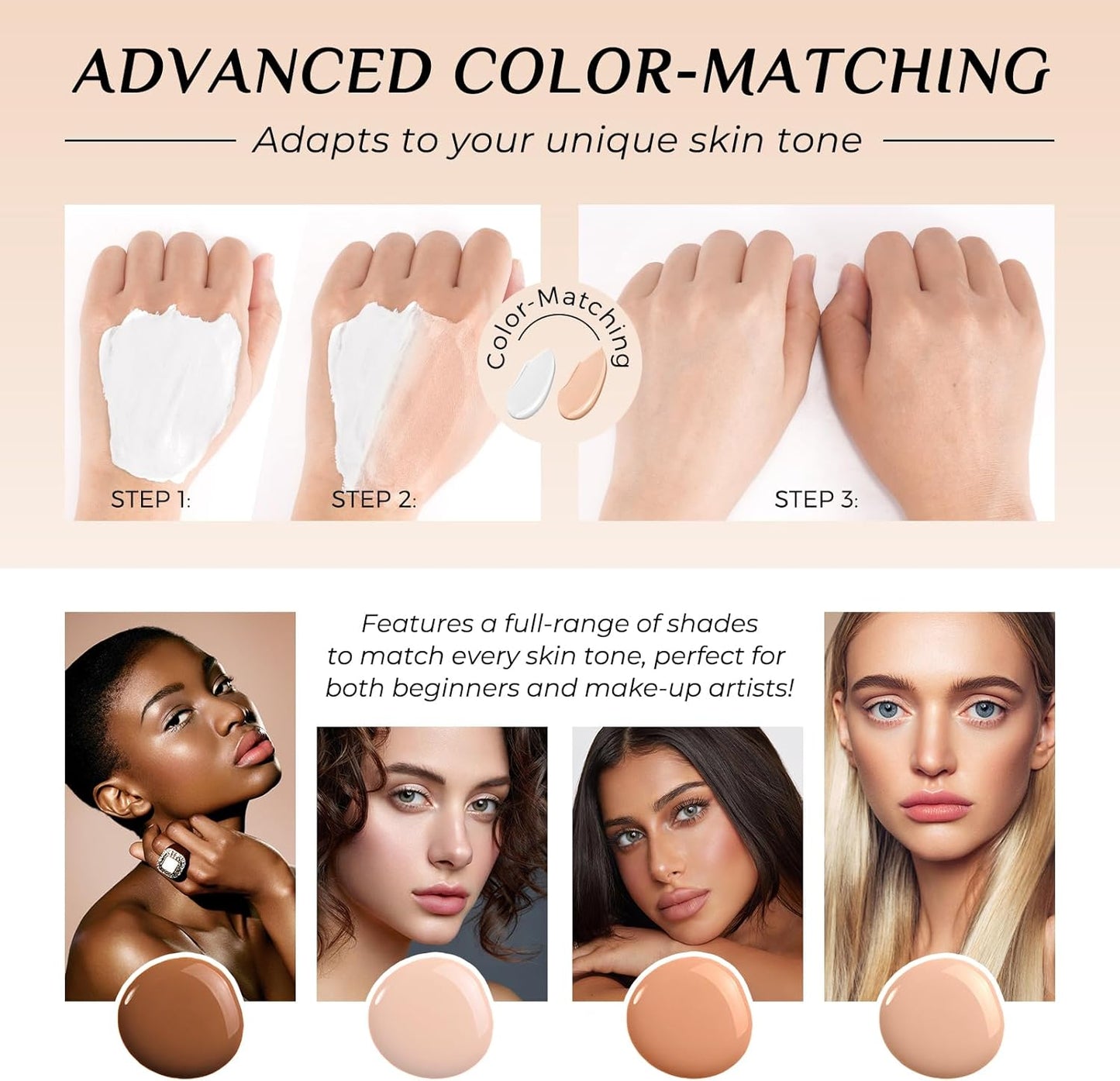 2Pack-4 in 1 Foundation-Color Changing Foundation-Flawless Coverage- Lightweight Formula-Hydrating & Long-Lasting- Even Skin tone - Color-changing concealer