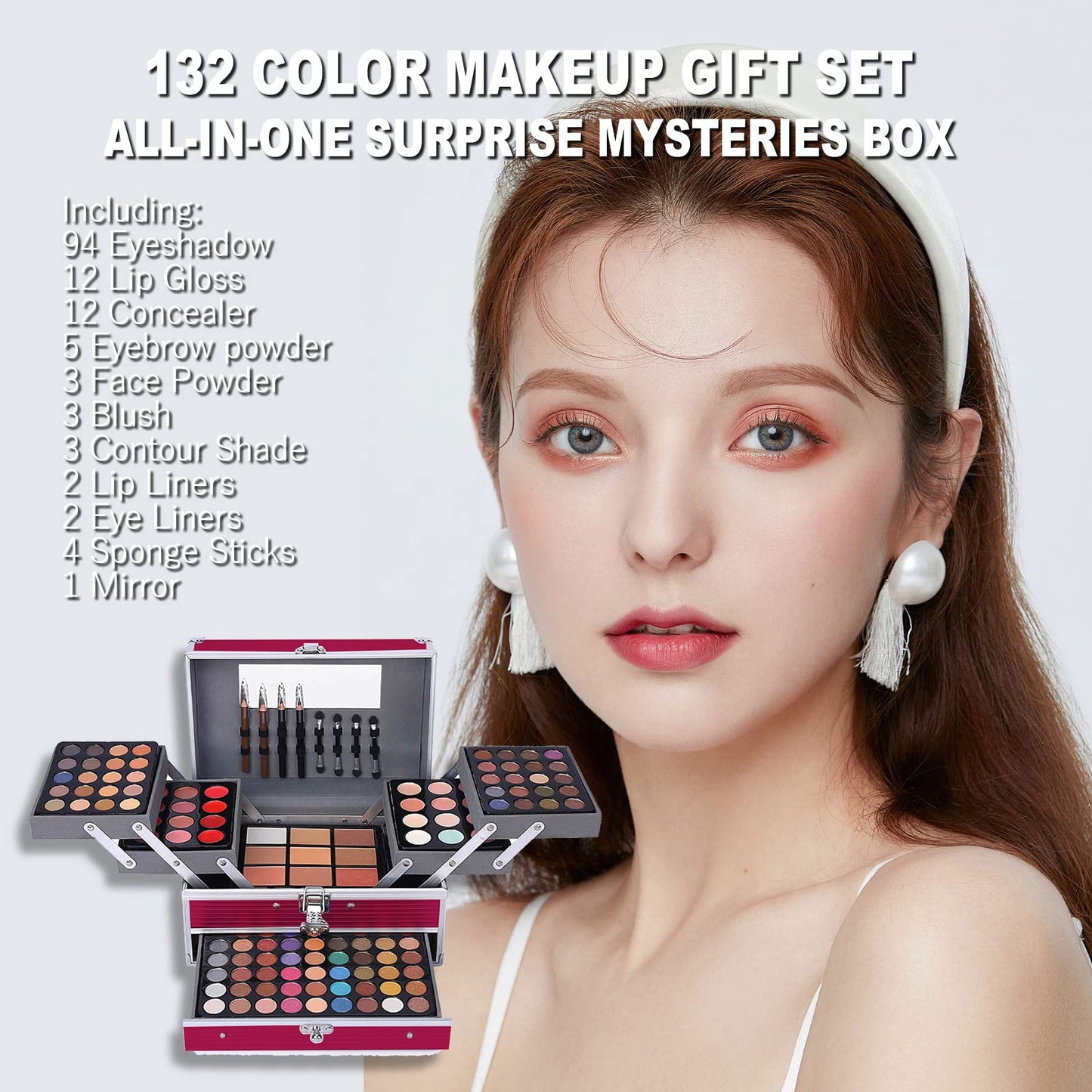 MISS ROSE M 148 Colors Makeup Pallet,Professional Makeup Kit for Women Full Kit,All in One Makeup Sets for Women&Beginner,include Eyeshadow,Lipstick,Eyeliner,Concealer,makeup brush(045 Set-Black)