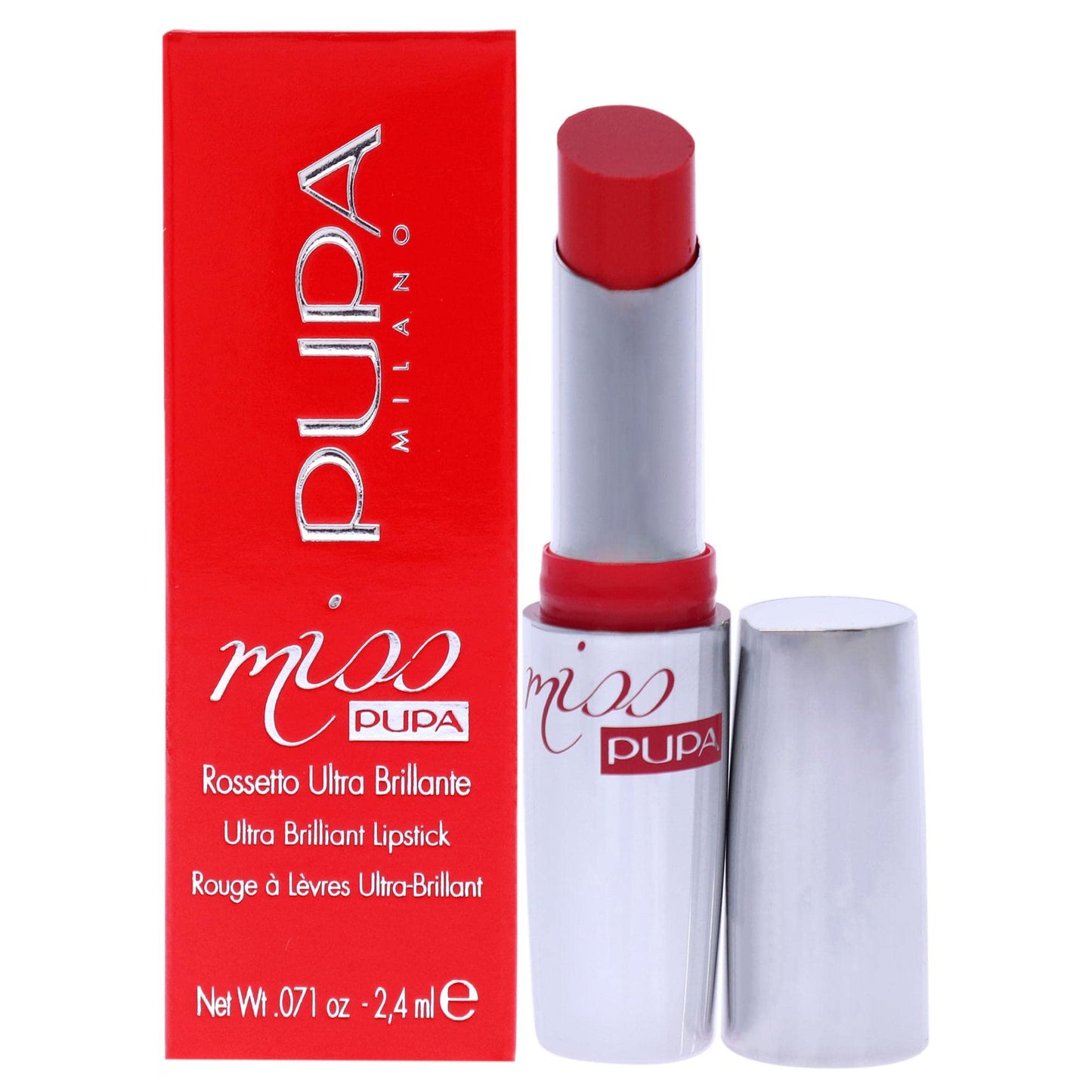 Pupa Milano Miss PUPA Lipstick - Creamy, Ultra Pigmented Color For Lips - Nourishing Formula - Crystal-Effect Lipstick - Ultimate Boost Of Volume And Hydration - No.505/Trues Scarlet - 0.071 Oz.