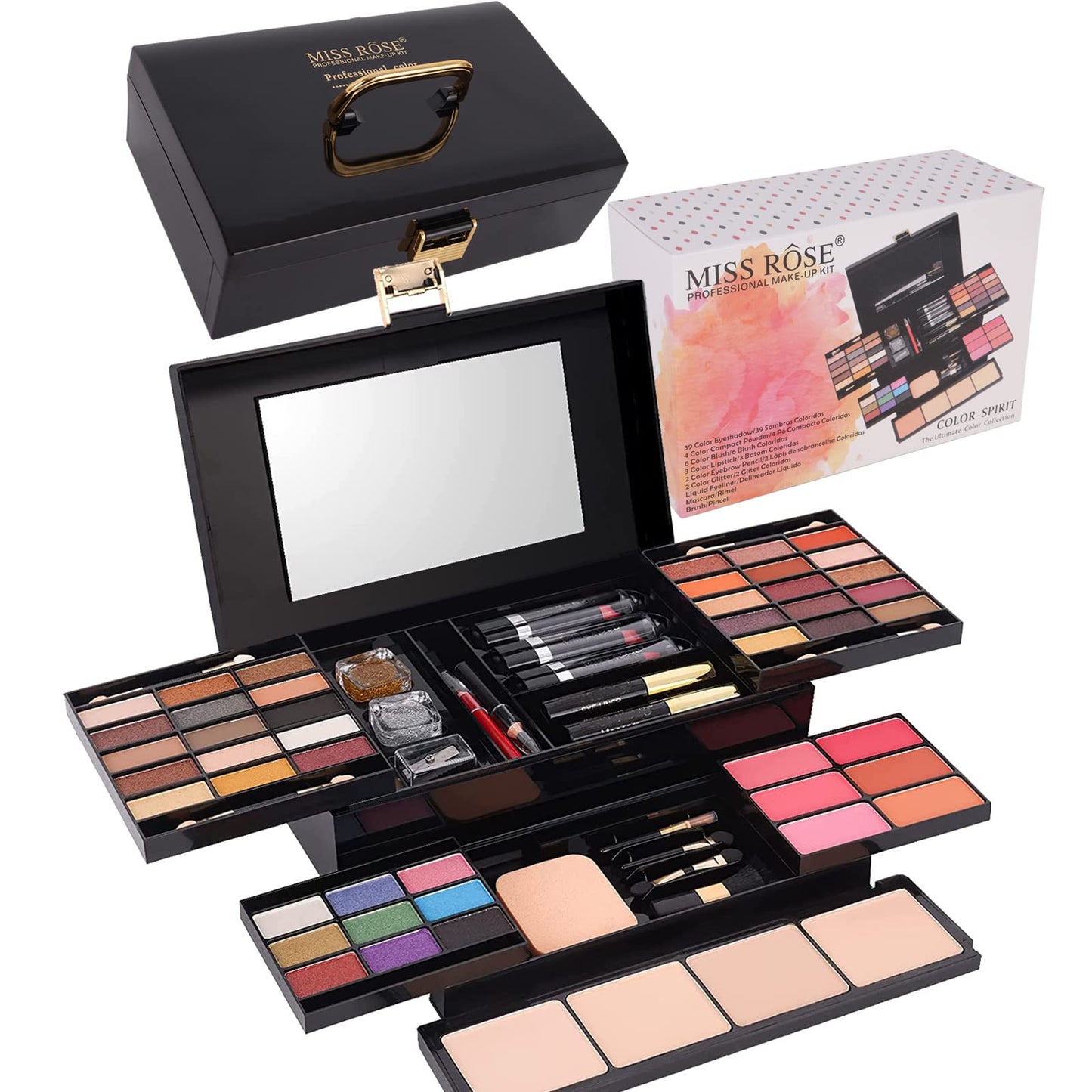 58 colors Professional Makeup Kit for Women Full Kit, All In One Makeup Set for Women Girls Beginner, Makeup Gift Set with Eye Shadow Blush, Lipstick, Compact Powder, Mascara, Eyeliner, Lip Liner, Eyebrow Pencil, Glitter Powder(331N)