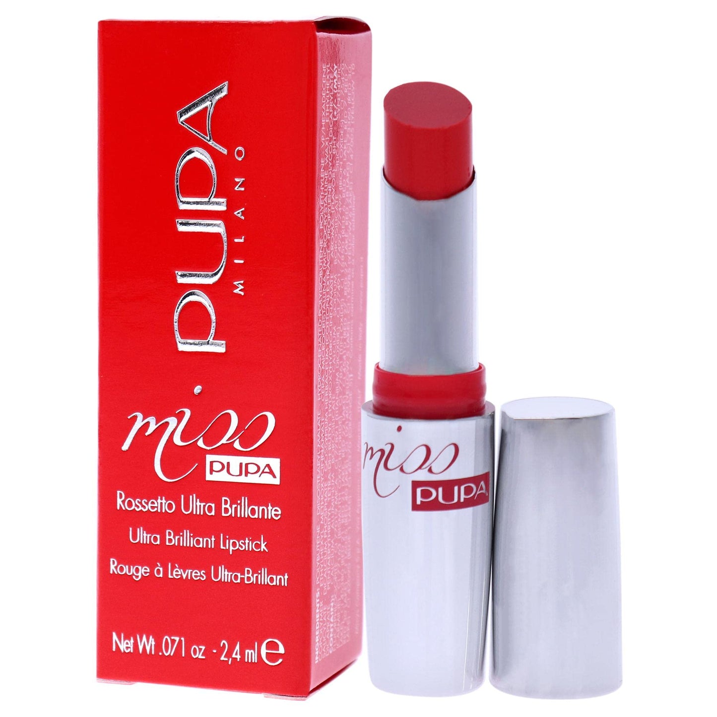 Pupa Milano Miss PUPA Lipstick - Creamy, Ultra Pigmented Color For Lips - Nourishing Formula - Crystal-Effect Lipstick - Ultimate Boost Of Volume And Hydration - No.505/Trues Scarlet - 0.071 Oz.