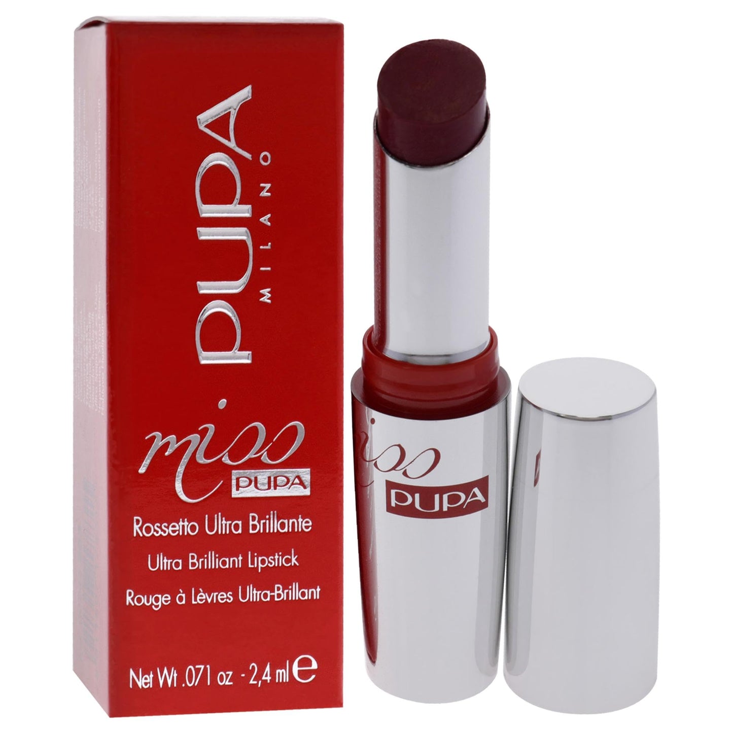 Pupa Milano Miss PUPA Lipstick - Creamy, Ultra Pigmented Color For Lips - Nourishing Formula - Crystal-Effect Lipstick - Ultimate Boost Of Volume And Hydration - No.505/Trues Scarlet - 0.071 Oz.