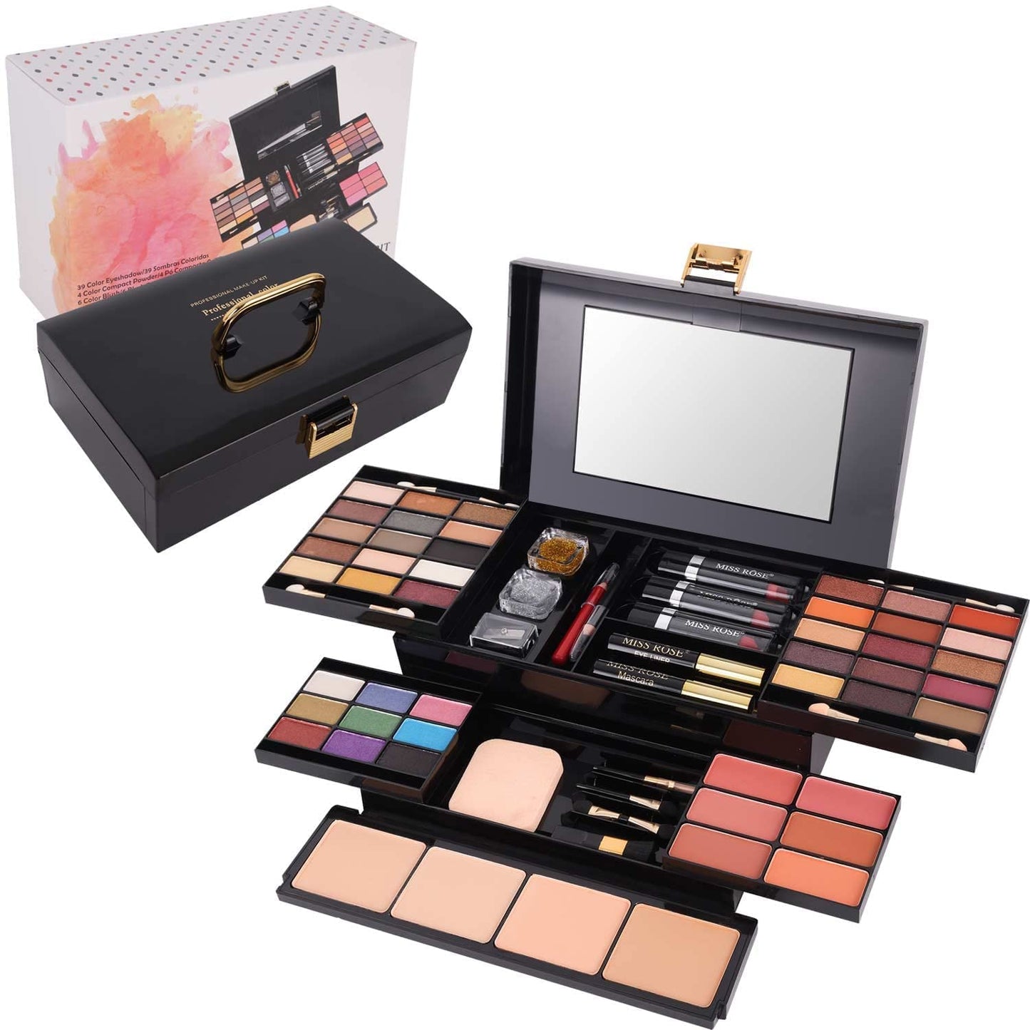 58 colors Professional Makeup Kit for Women Full Kit, All In One Makeup Set for Women Girls Beginner, Makeup Gift Set with Eye Shadow Blush, Lipstick, Compact Powder, Mascara, Eyeliner, Lip Liner, Eyebrow Pencil, Glitter Powder(331N)