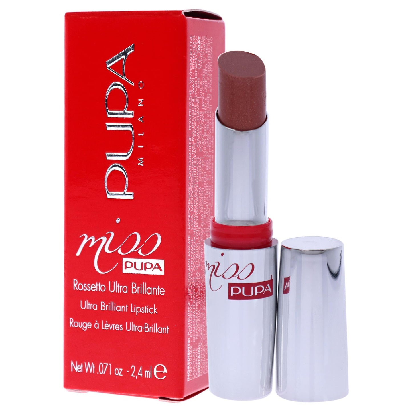 Pupa Milano Miss PUPA Lipstick - Creamy, Ultra Pigmented Color For Lips - Nourishing Formula - Crystal-Effect Lipstick - Ultimate Boost Of Volume And Hydration - No.505/Trues Scarlet - 0.071 Oz.