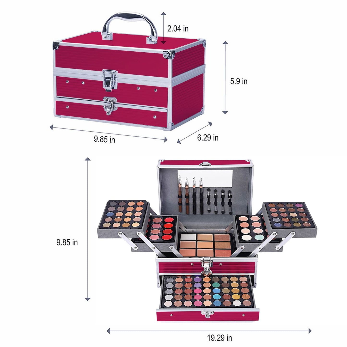 MISS ROSE M 148 Colors Makeup Pallet,Professional Makeup Kit for Women Full Kit,All in One Makeup Sets for Women&Beginner,include Eyeshadow,Lipstick,Eyeliner,Concealer,makeup brush(045 Set-Black)