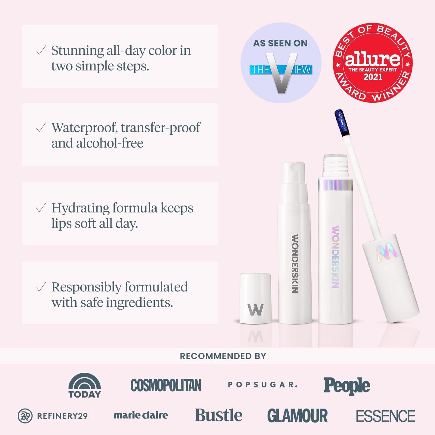 Wonderskin Wonder Blading Lip Stain Peel Off Masque - Long Lasting, Waterproof and Transfer Proof Pink Lip Tint, Matte Finish Peel Off Makeup (First Kiss Masque)