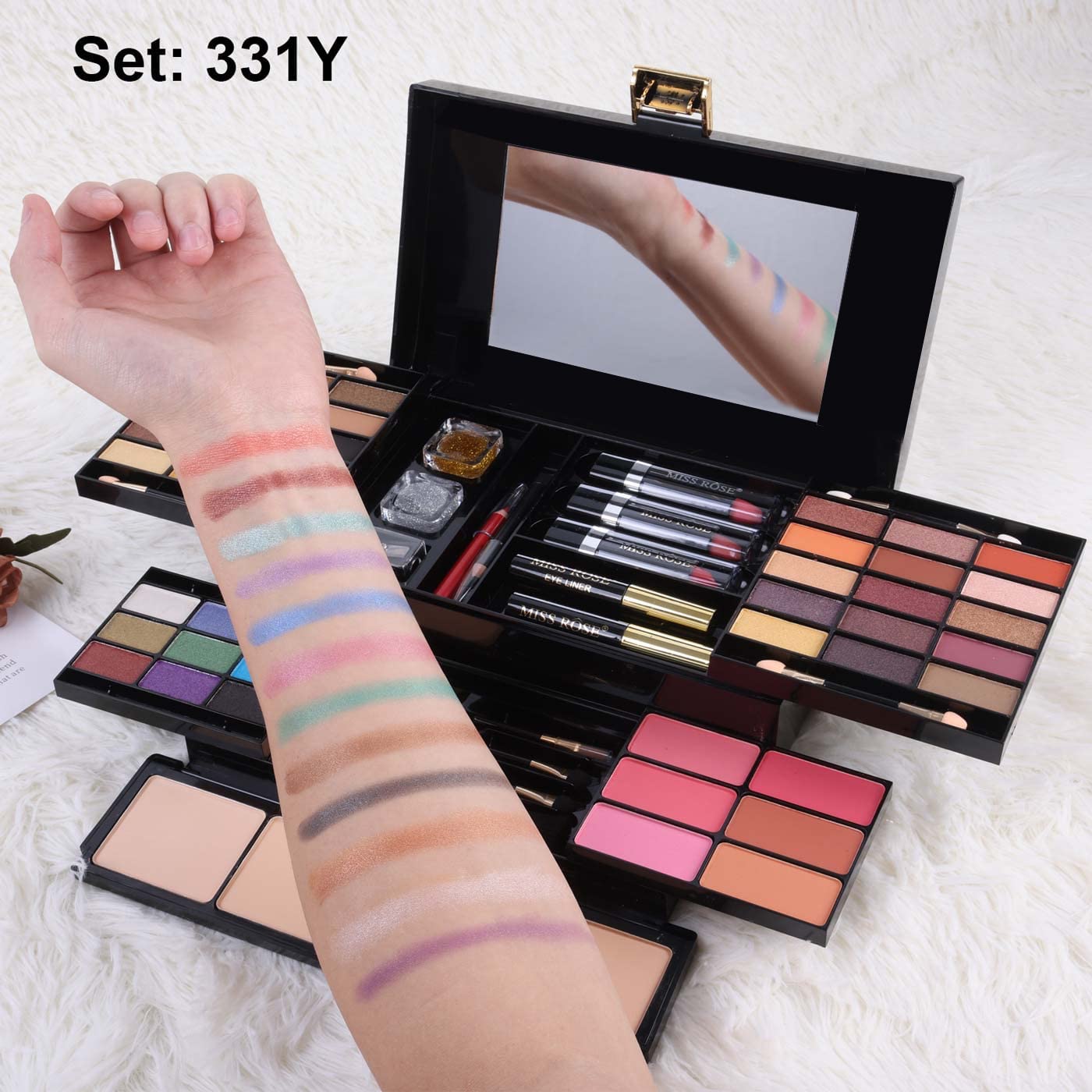 58 colors Professional Makeup Kit for Women Full Kit, All In One Makeup Set for Women Girls Beginner, Makeup Gift Set with Eye Shadow Blush, Lipstick, Compact Powder, Mascara, Eyeliner, Lip Liner, Eyebrow Pencil, Glitter Powder(331N)