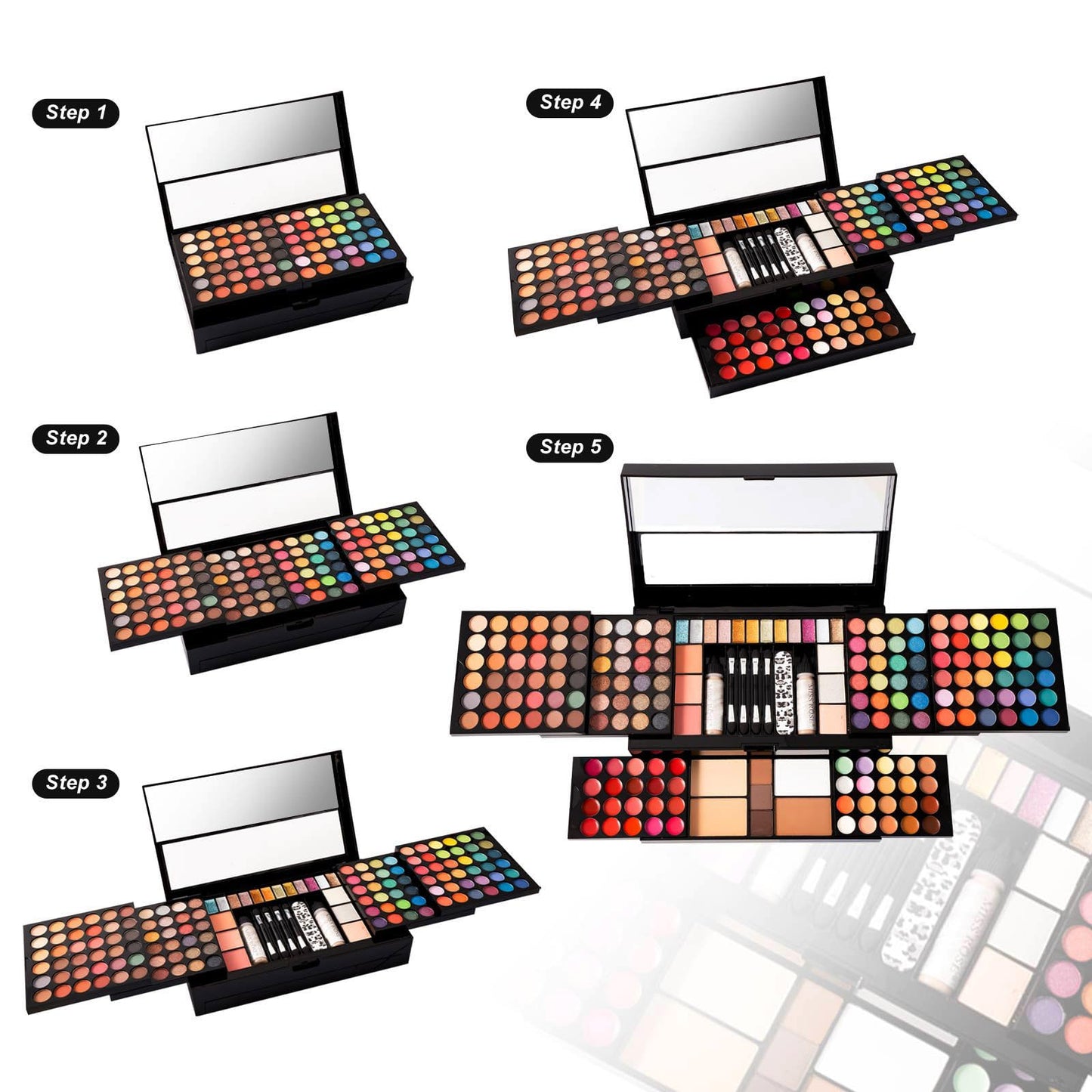 MISS ROSE M 148 Colors Makeup Pallet,Professional Makeup Kit for Women Full Kit,All in One Makeup Sets for Women&Beginner,include Eyeshadow,Lipstick,Eyeliner,Concealer,makeup brush(045 Set-Black)