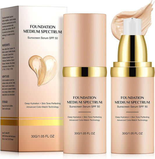 2Pack-4 in 1 Foundation-Color Changing Foundation-Flawless Coverage- Lightweight Formula-Hydrating & Long-Lasting- Even Skin tone - Color-changing concealer