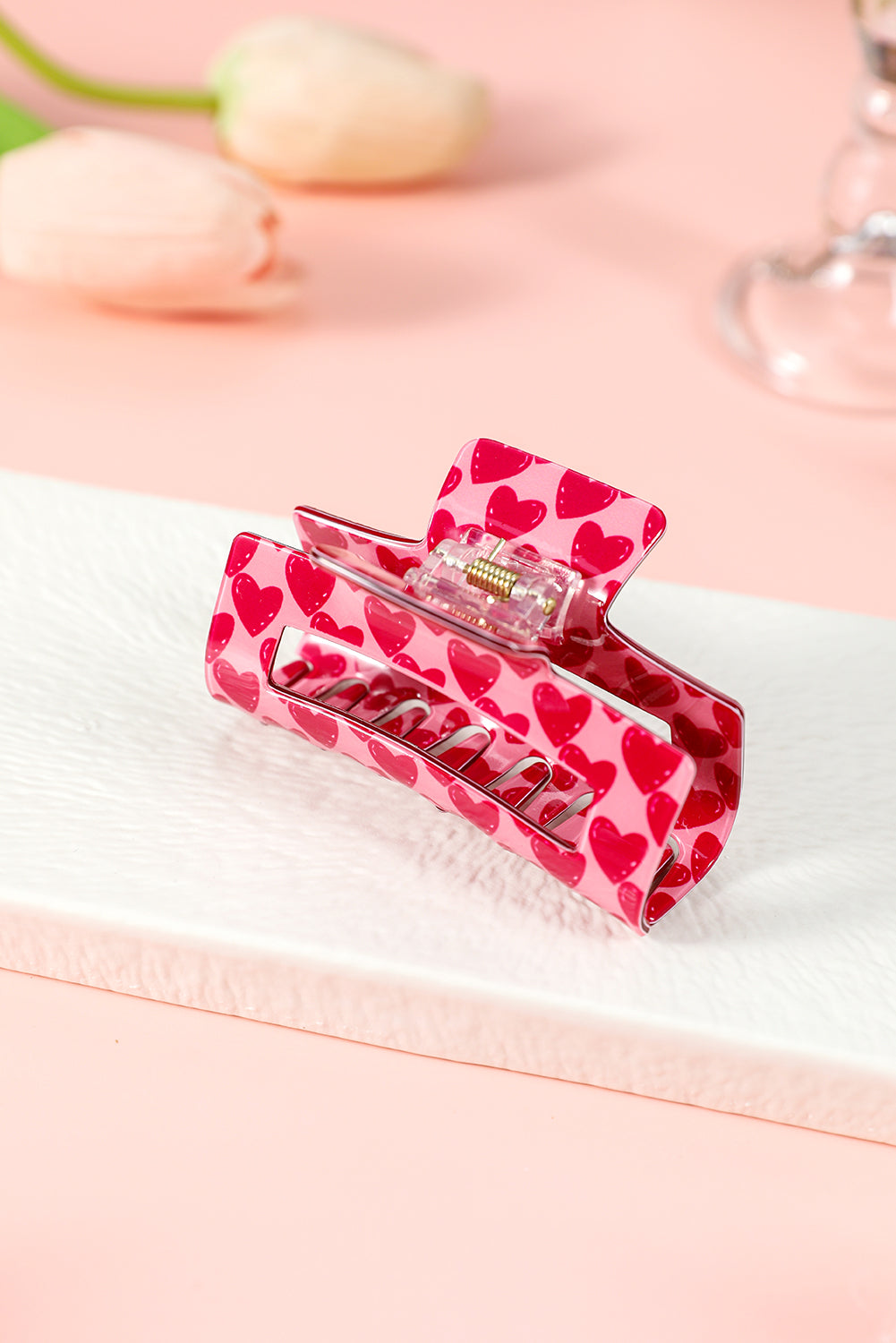 Pince à cheveux à imprimé cœur rouge ardent pour la Saint-Valentin