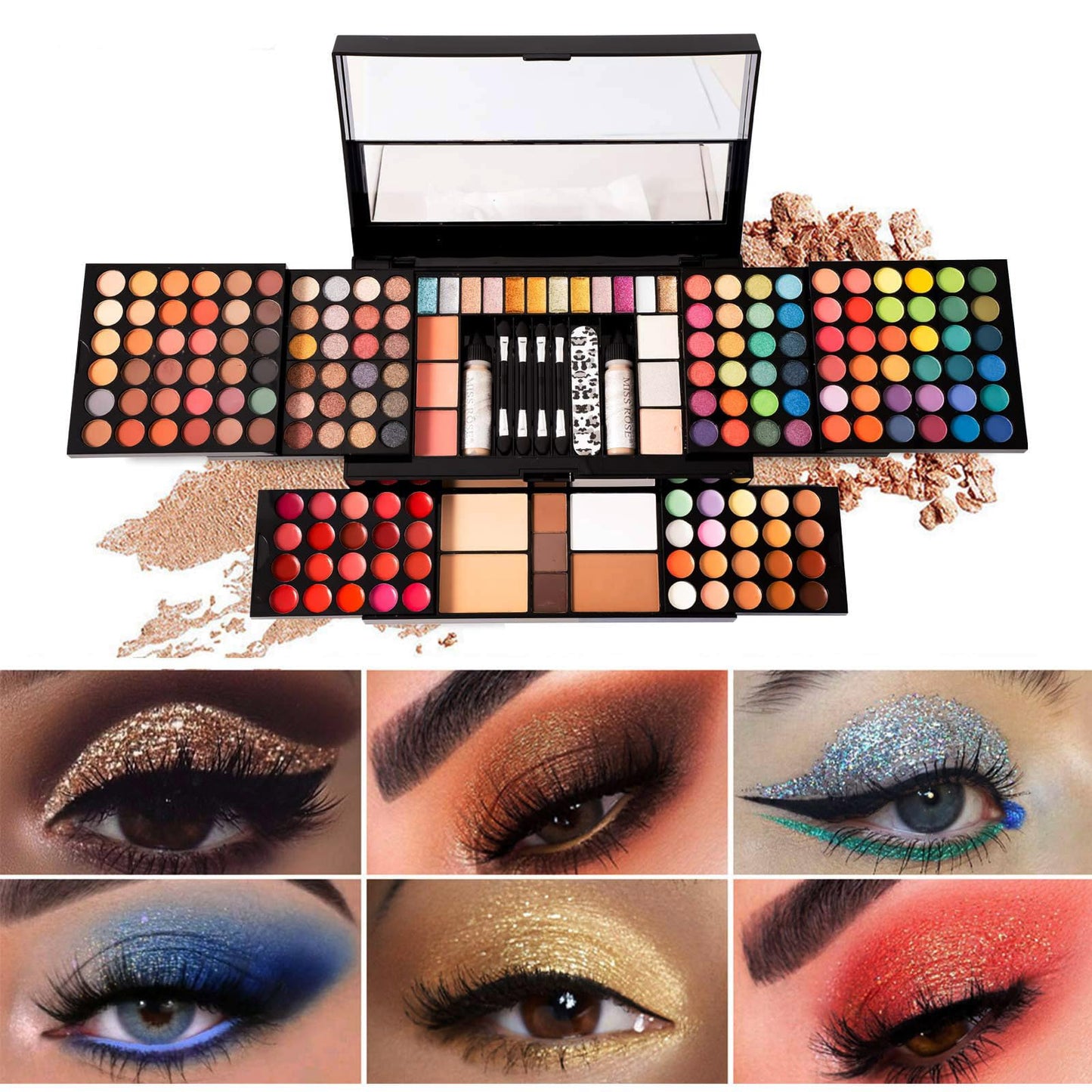 MISS ROSE M 148 Colors Makeup Pallet,Professional Makeup Kit for Women Full Kit,All in One Makeup Sets for Women&Beginner,include Eyeshadow,Lipstick,Eyeliner,Concealer,makeup brush(045 Set-Black)