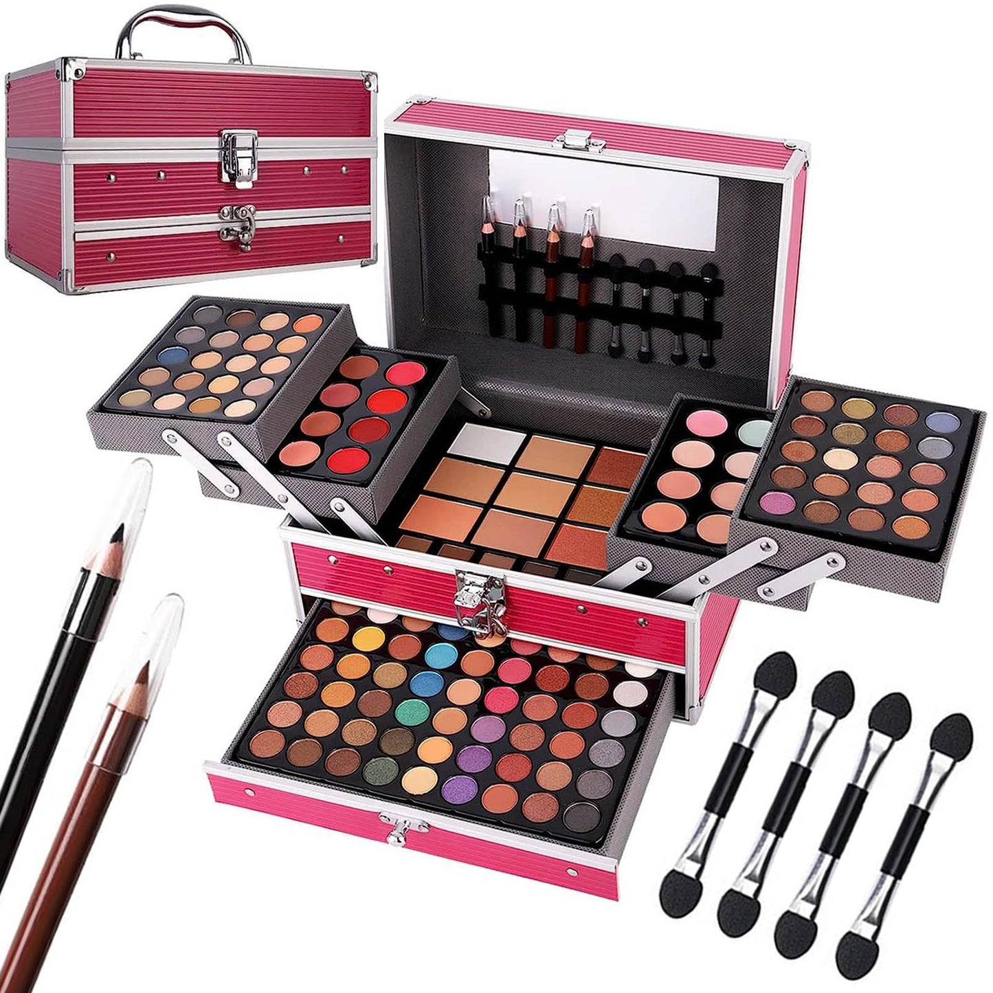 MISS ROSE M 148 Colors Makeup Pallet,Professional Makeup Kit for Women Full Kit,All in One Makeup Sets for Women&Beginner,include Eyeshadow,Lipstick,Eyeliner,Concealer,makeup brush(045 Set-Black)