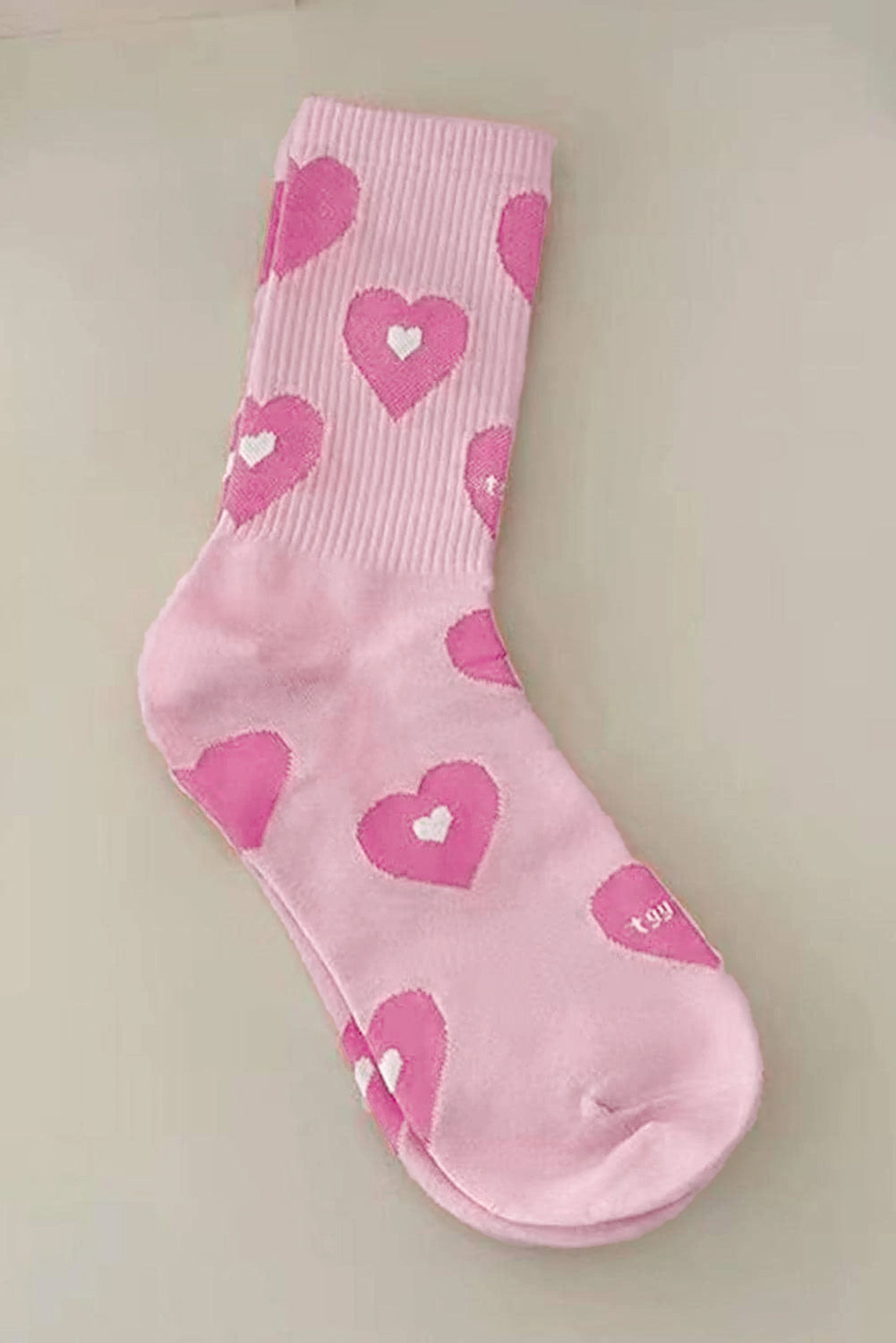 Pink Textured Sweetheart Print High Ankle Socks