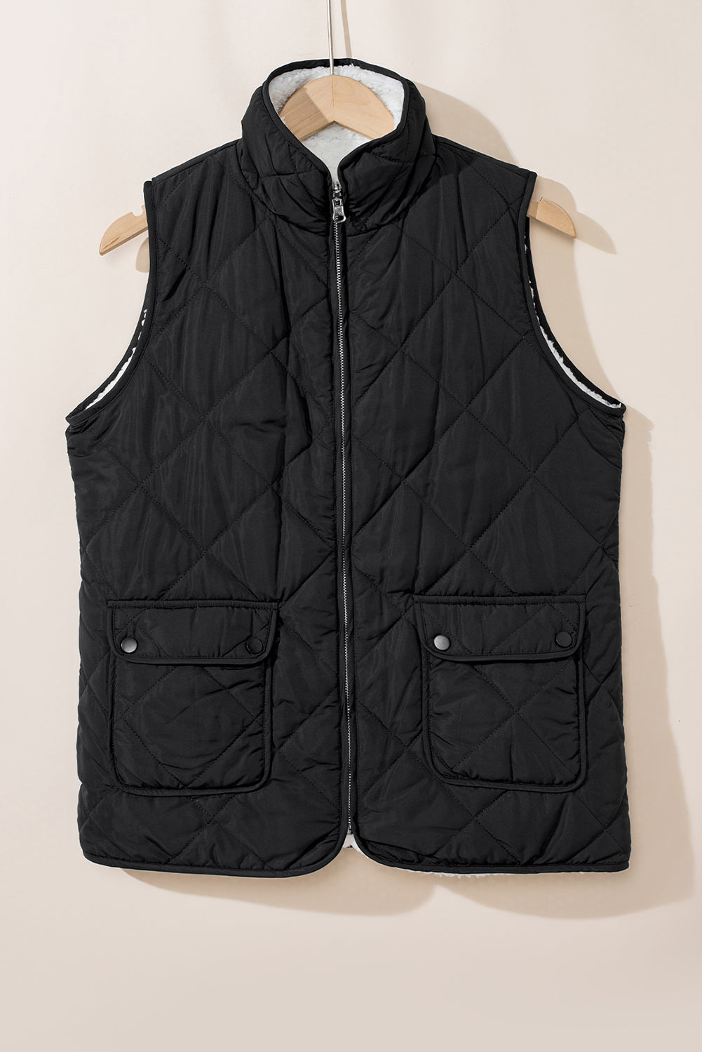 Pink Zip Up Fleece Lined Quilted Vest Coat