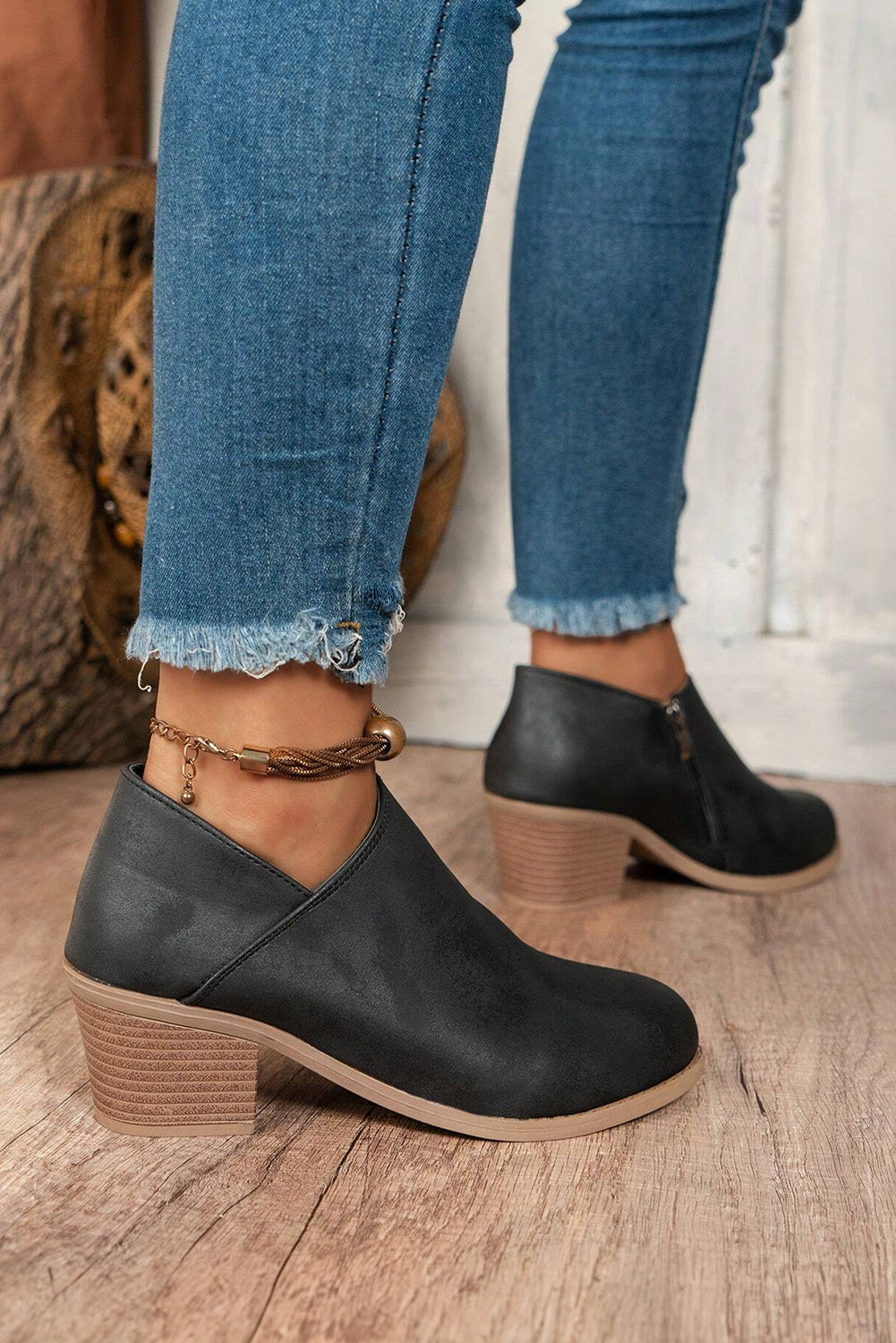 Coffee Suede Casual Ankle Boots