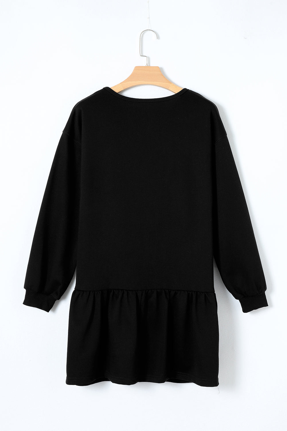 Black XOXO Valentine Graphic Ruffled Sweatshirt Mini Dress