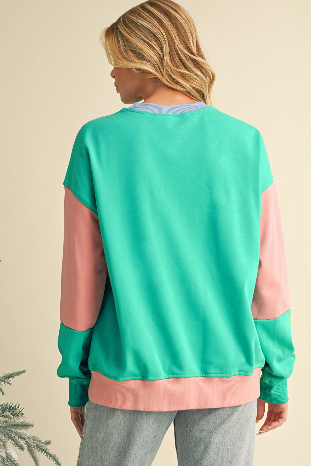 Meadow Mauve Colorblock Drop Shoulder Sweatshirt