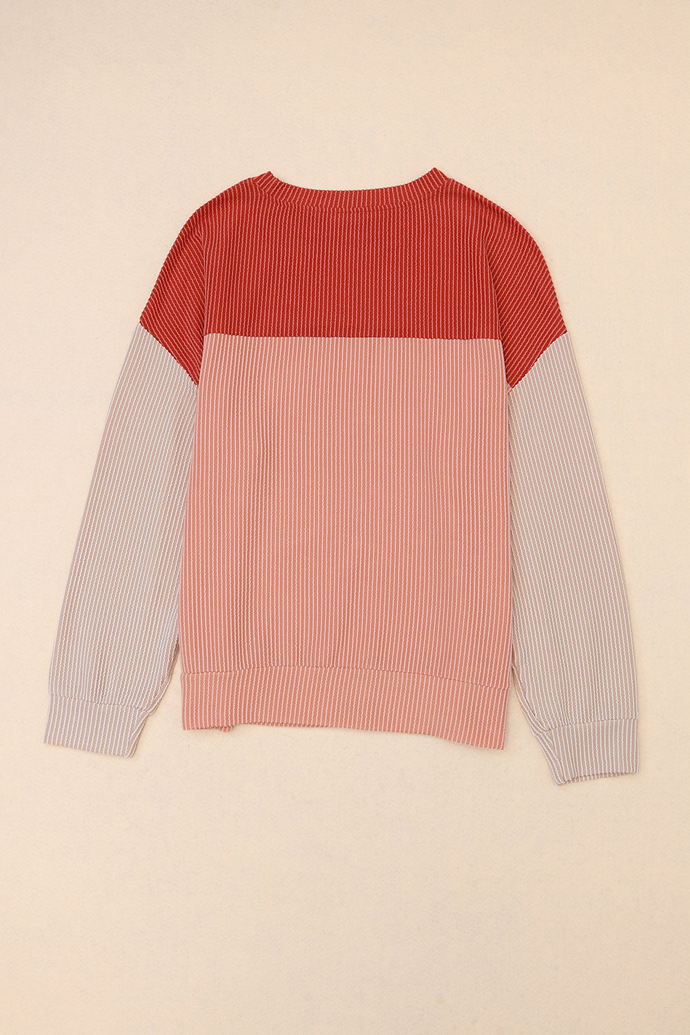 Black Ribbed Color Block Long Sleeve Top