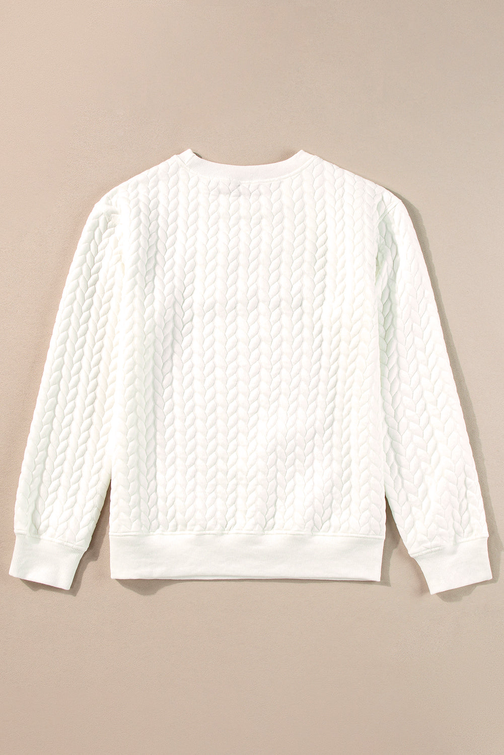 White XOXO Chenille Letter Patch Quilted Sweatshirt