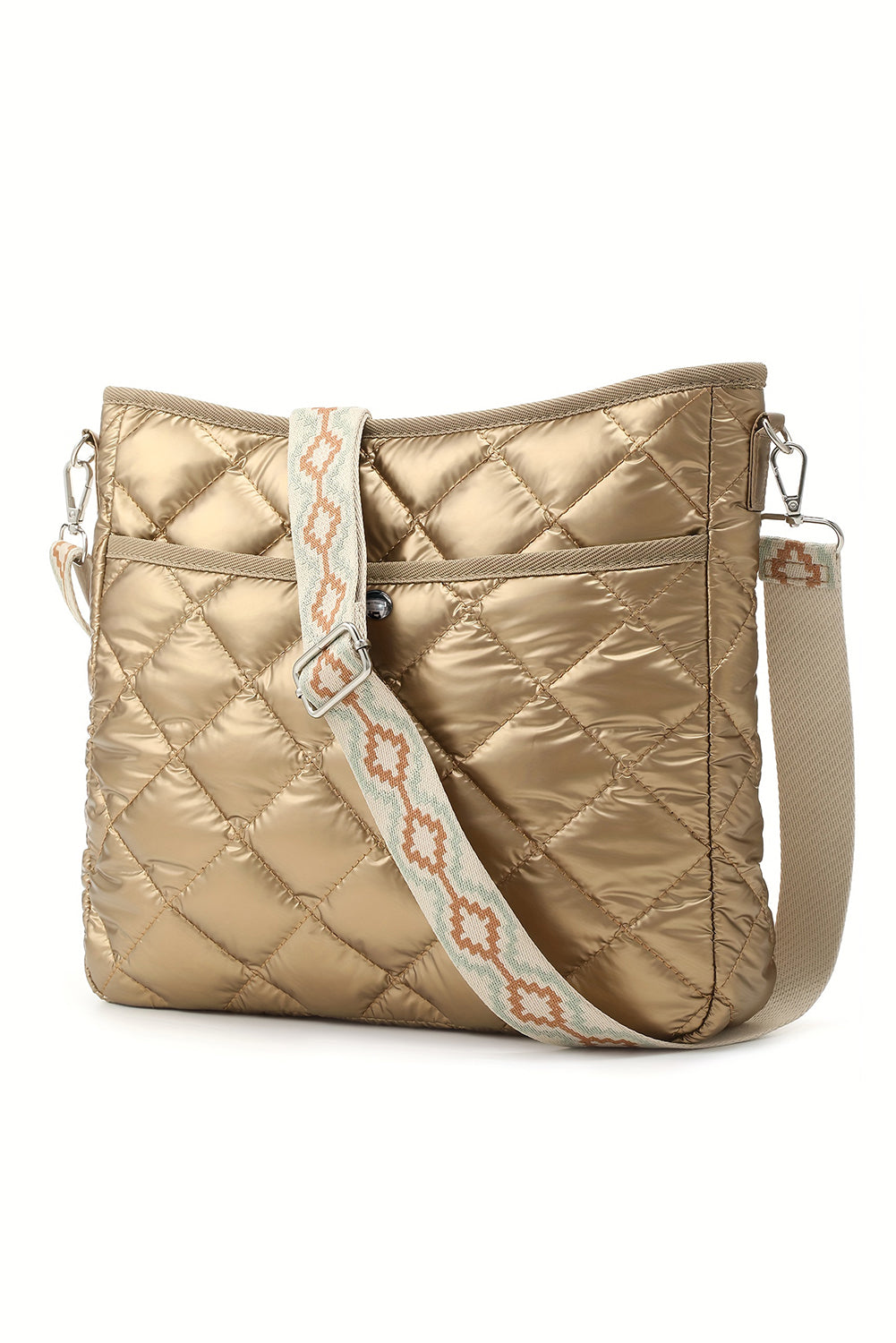 Gold Quilted Large Capacity Shoulder Bag