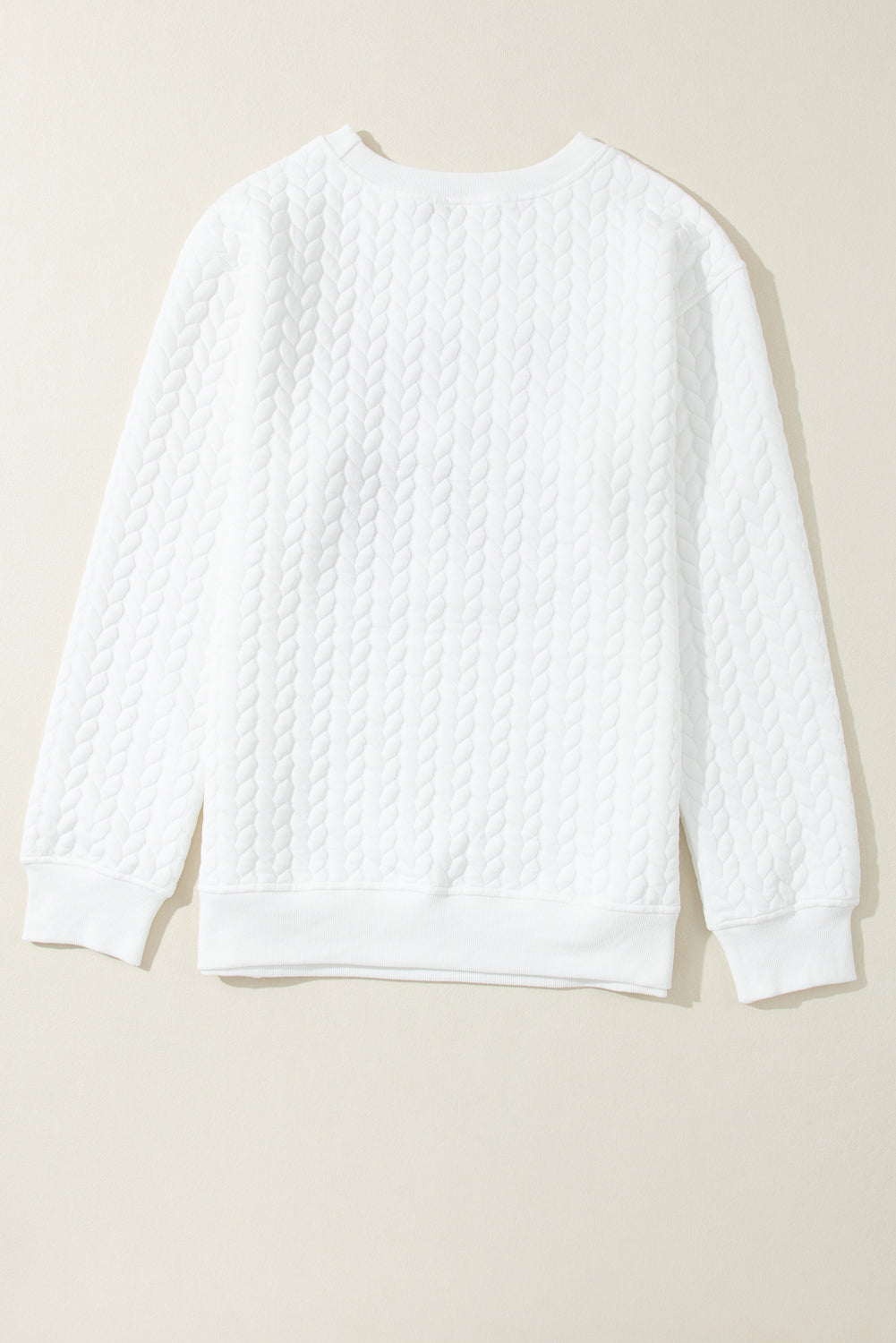 White XOXO Chenille Letter Patch Quilted Sweatshirt