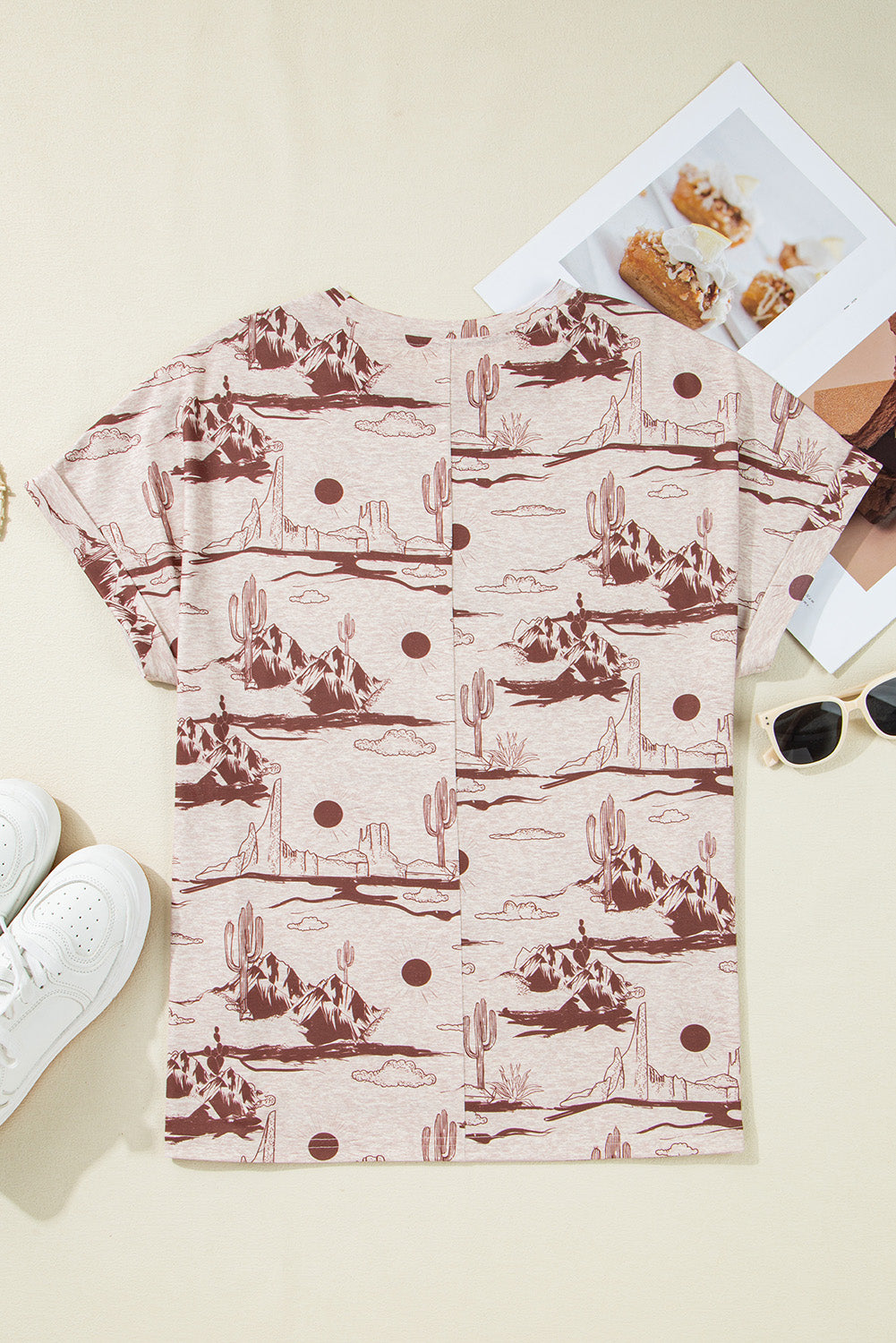 Brown Summer Desert Sand Print Short Sleeve Tee