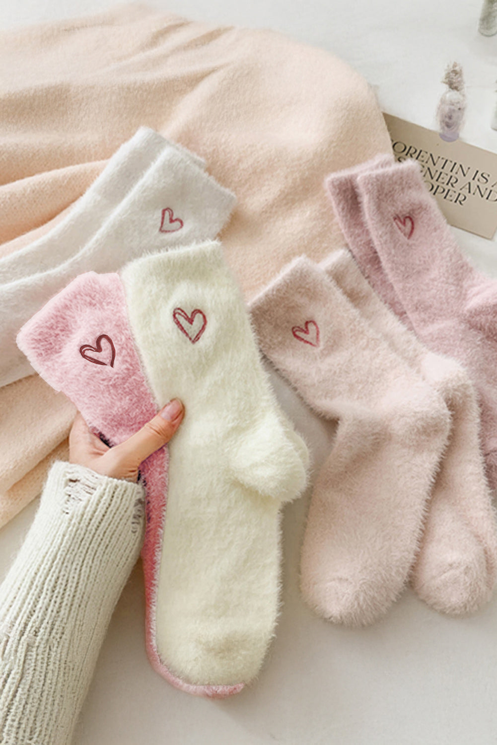 Gossamer Pink Valentine's Day Heart Thick Soft Socks