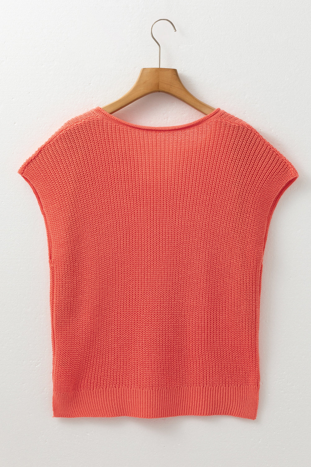 Flamingo Solid Textured Knitted Notch V Neck Knit Vest