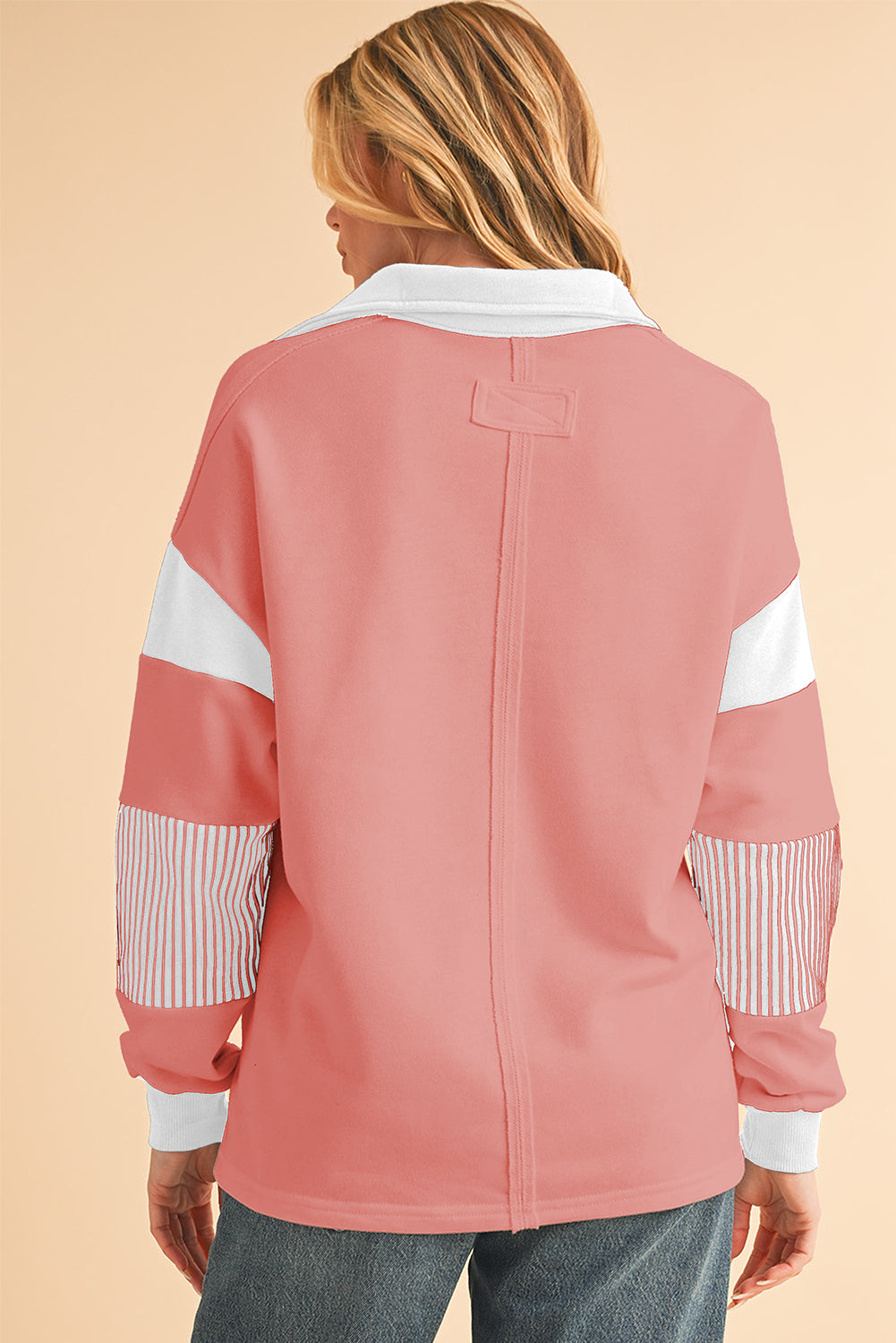 Black Striped Patchwork Collar Sweatshirt