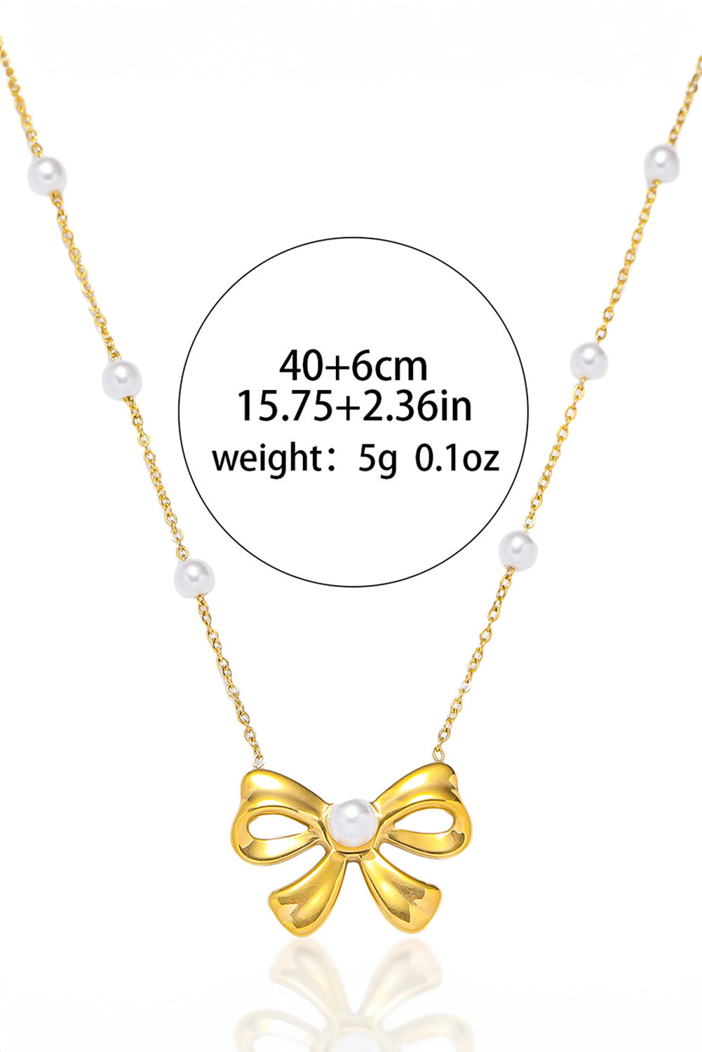 Collier élégant en perles d’or Bowknot