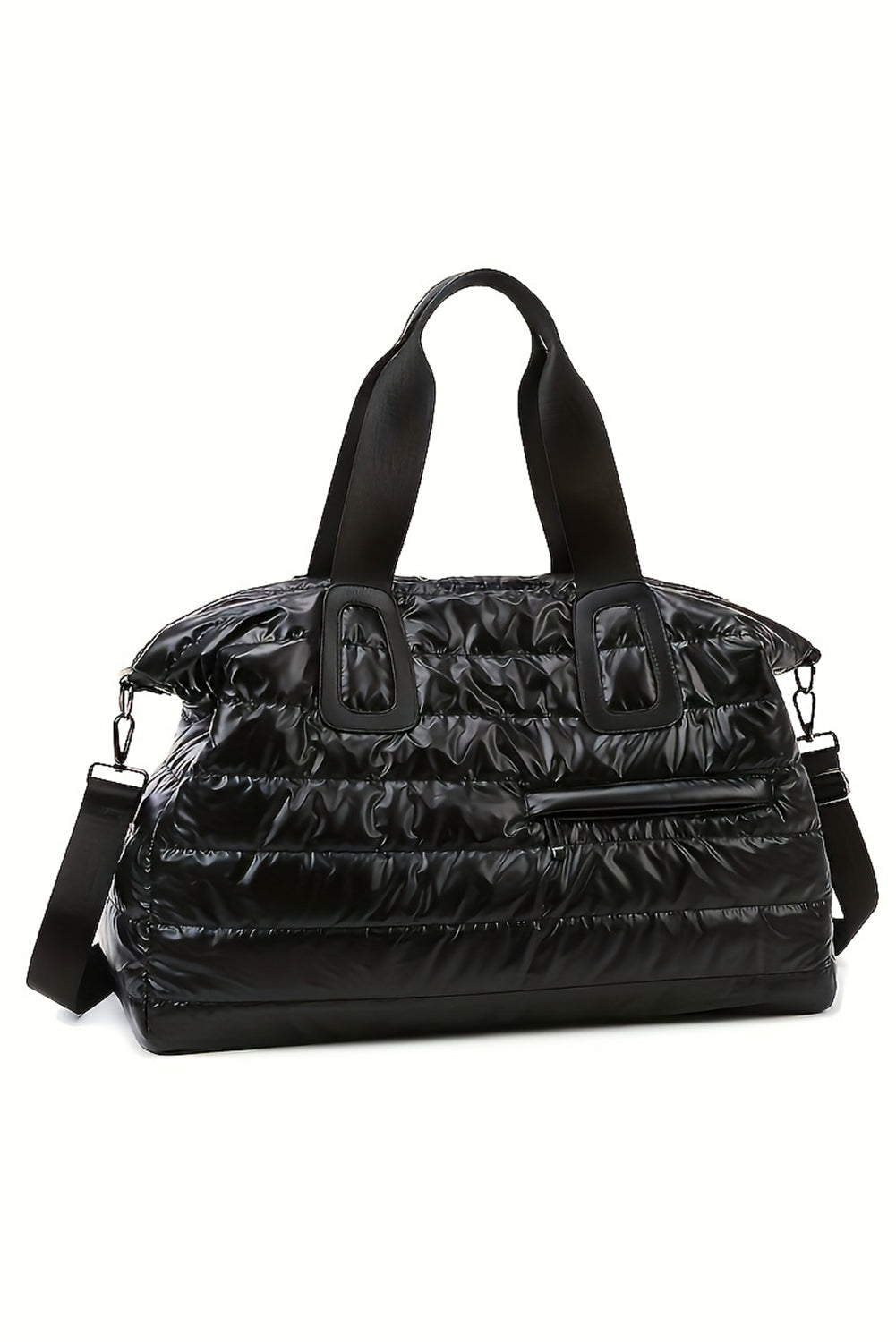 Black Puffy Quilted Tote Bag